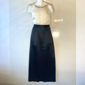Alex Evenings SZ12 Solid Black Satin maxi pencil skirt party black tie essentia